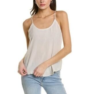 Chaser Strappy Crepe De Chine Silk Camisole in Bone - M